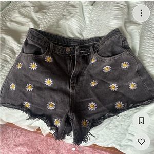 Flower jean shorts